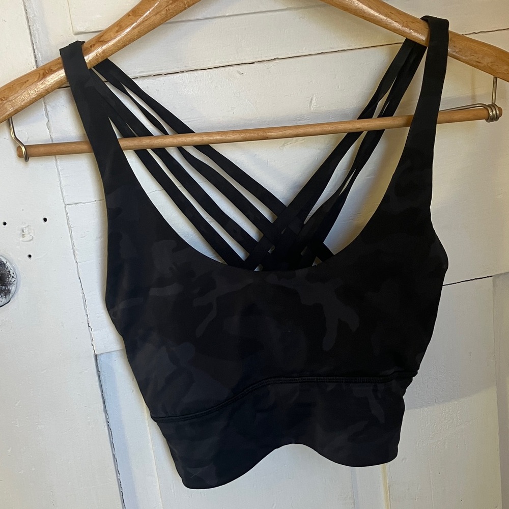 lululemon athletica Black Camo Strappy Sports Bra